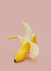 A partially unpeeled banana.